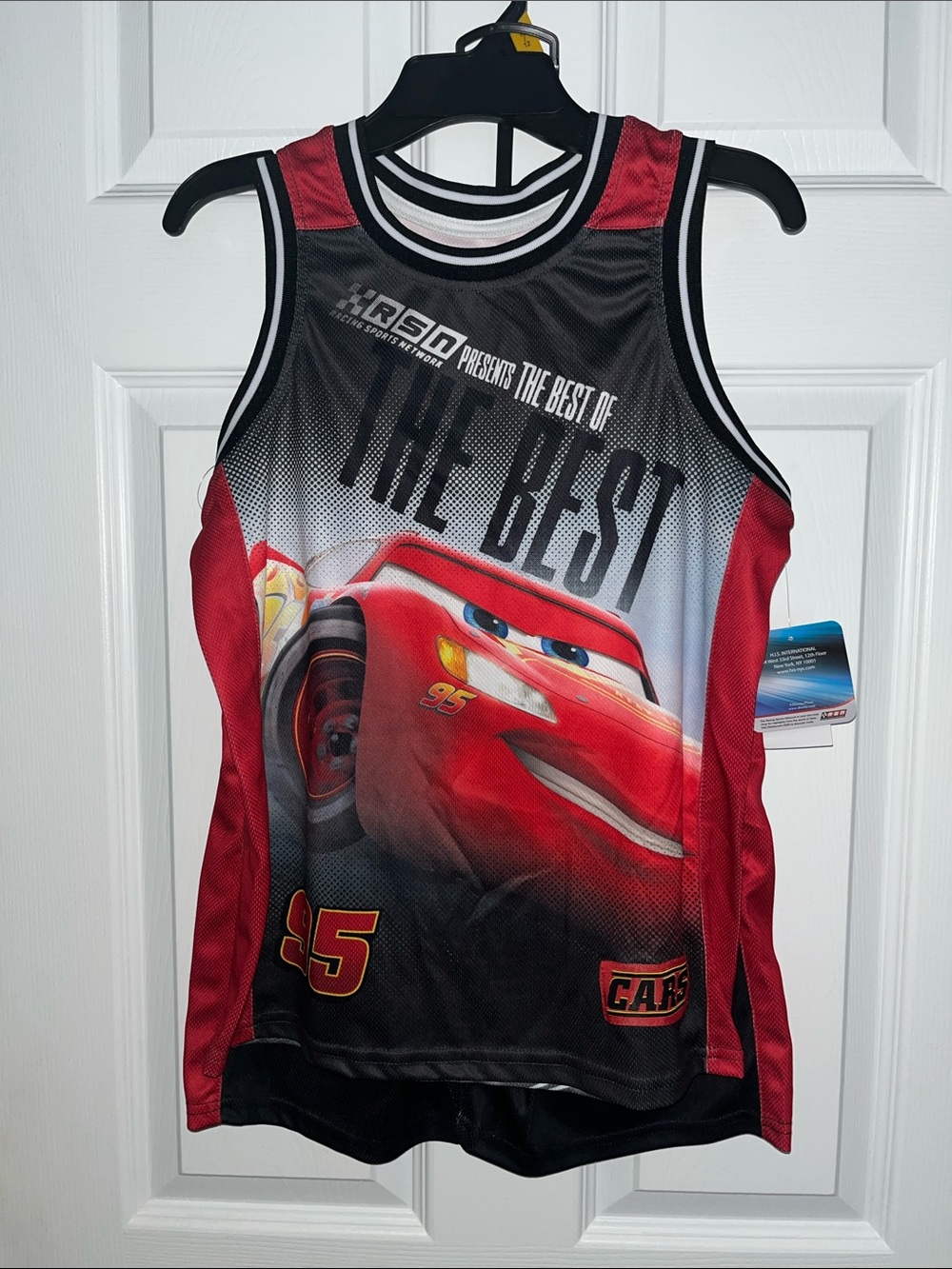 Disney Red & Black Lightning McQueen matching tank and short set